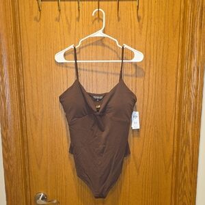 Abercrombie & Fitch Chocolate Brown Modal-Blend Braless Bodysuit (Size XL)